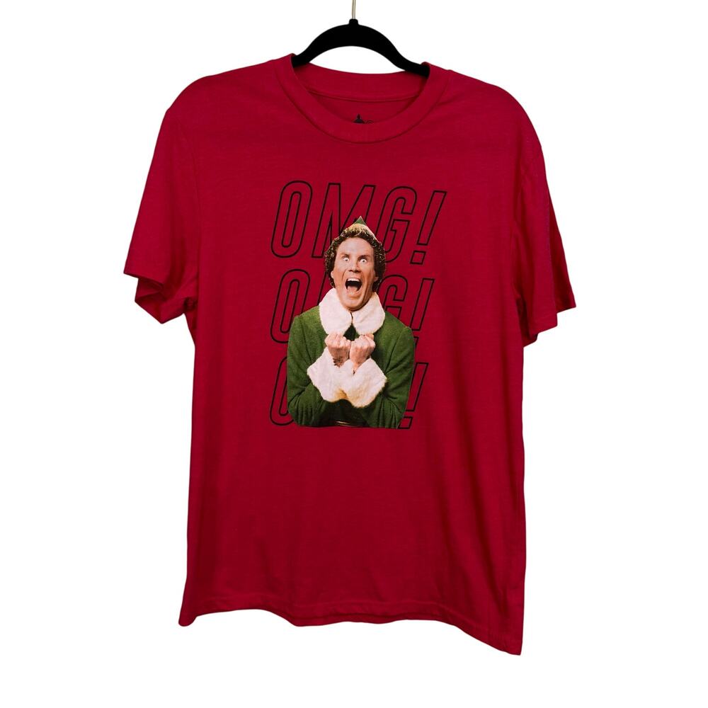 ELF The Movie OMG Santa I Know Him T-Shirt L Red Will Ferrel Christmas Holiday